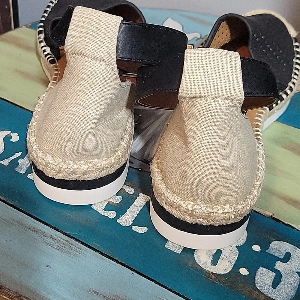 a.n.a Black and Cream Espadrille Flats